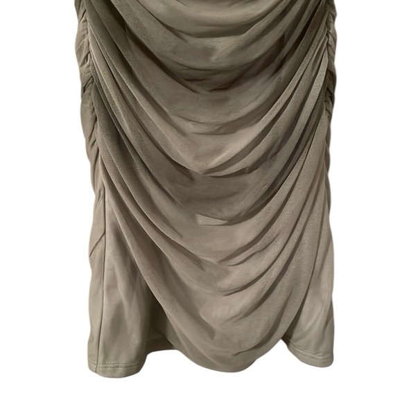 Zara  Women's Taupe Green‎ Ruffled Printed Tulle Mini Dress Size XS - Picture 3 of 9